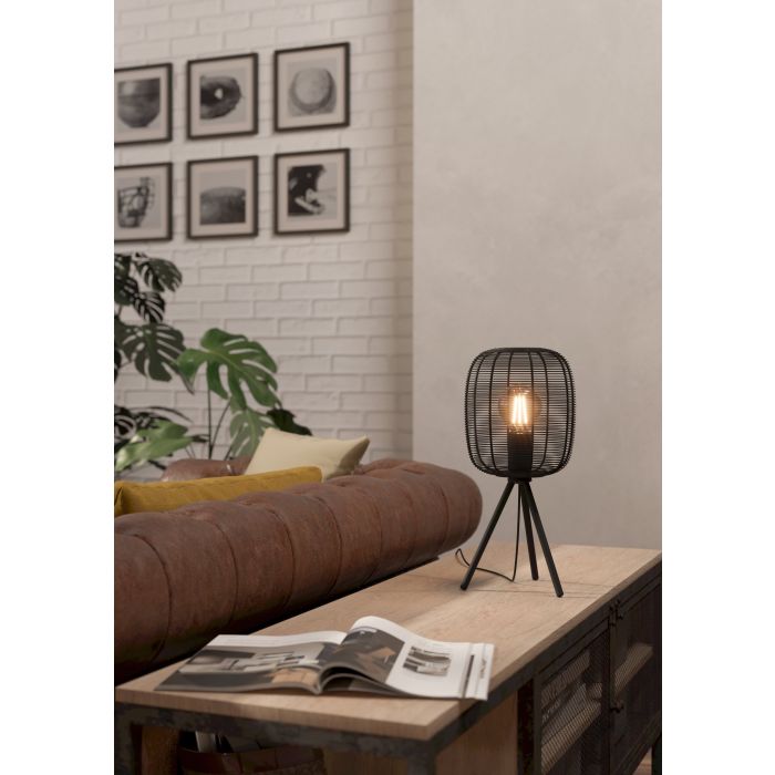 Load image into Gallery viewer, Candeeiro de Mesa com Abajur Cilíndrico e Design Industrial RINROE EGLO
