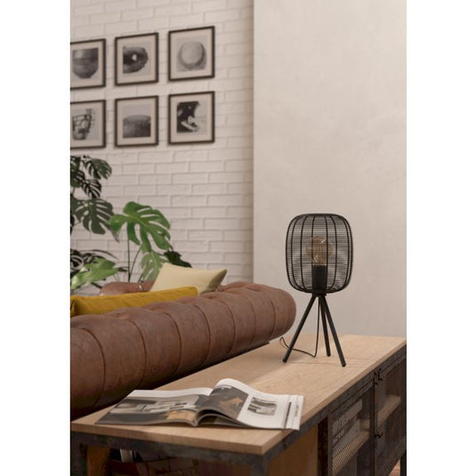 Candeeiro de Mesa com Abajur Cilíndrico e Design Industrial RINROE EGLO