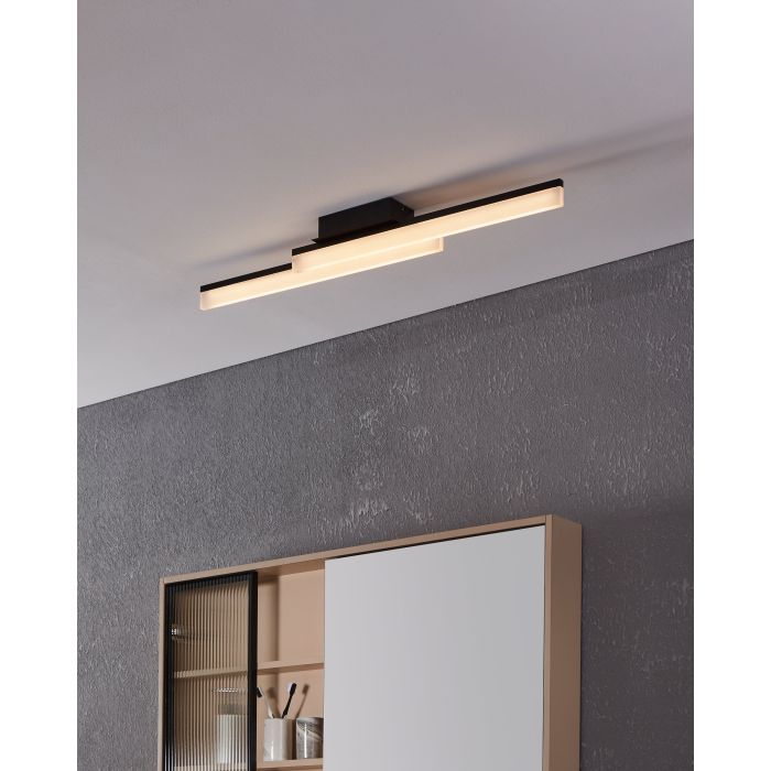 Load image into Gallery viewer, Plafon LED de Teto Preto com Luz Branca Quente PALMITAL EGLO
