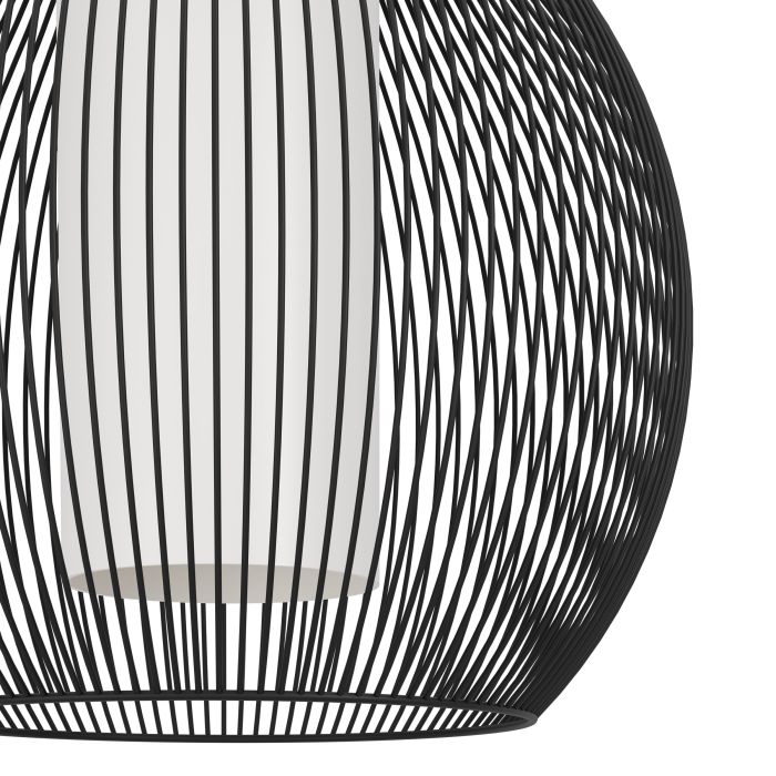 Cargue la imagen en el visor de la galería, Candeeiro de teto com abajur de arame preto e vidro opalino RAZONI 1 EGLO
