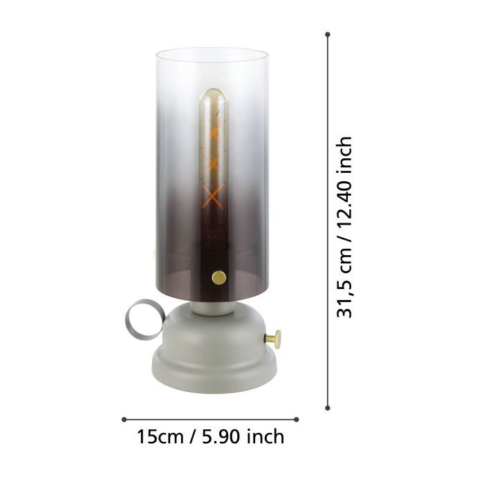 Load image into Gallery viewer, Candeeiro de Mesa com Abajur em Vidro Preto Fumado GARGRAVE EGLO
