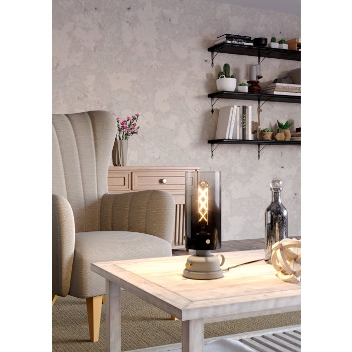 Load image into Gallery viewer, Candeeiro de Mesa com Abajur em Vidro Preto Fumado GARGRAVE EGLO
