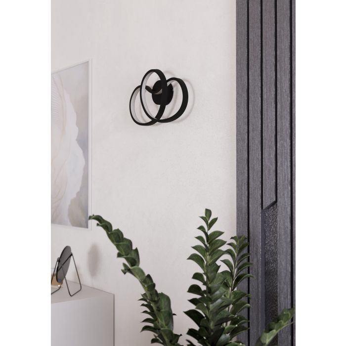 Cargue la imagen en el visor de la galería, Aplique de Parede LED com Design Moderno em Alumínio Preto GIANELLA EGLO
