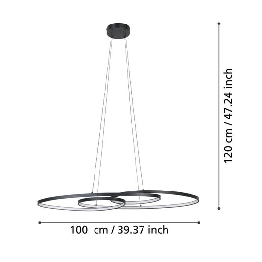 Candeeiro de teto elegante em alumínio e aço preto GIANELLA EGLO