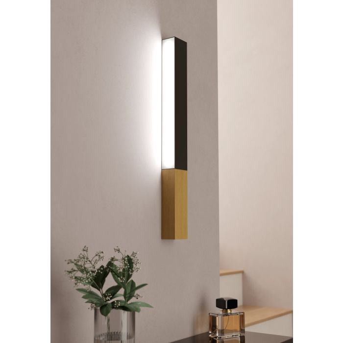 Load image into Gallery viewer, Aplique de Parede LED com Metal Preto e Base em Madeira TUDONS EGLO
