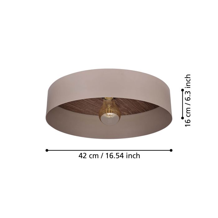 Load image into Gallery viewer, Candeeiro de teto com abajur redondo metal taupe DUAIA EGLO
