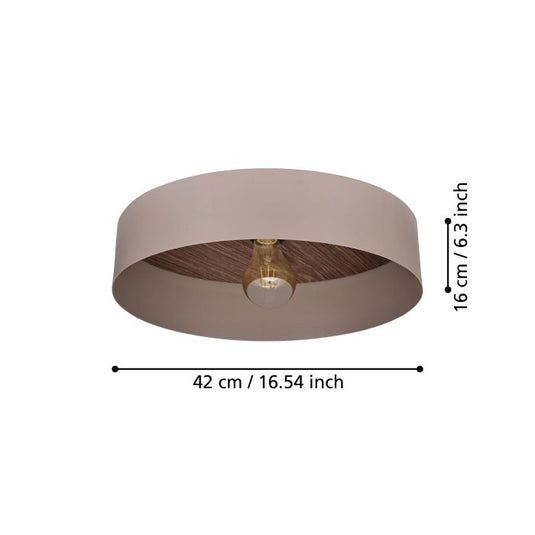 Candeeiro de teto com abajur redondo metal taupe DUAIA EGLO