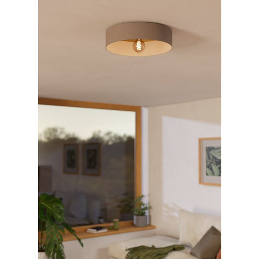 Candeeiro de teto com abajur redondo metal taupe DUAIA EGLO