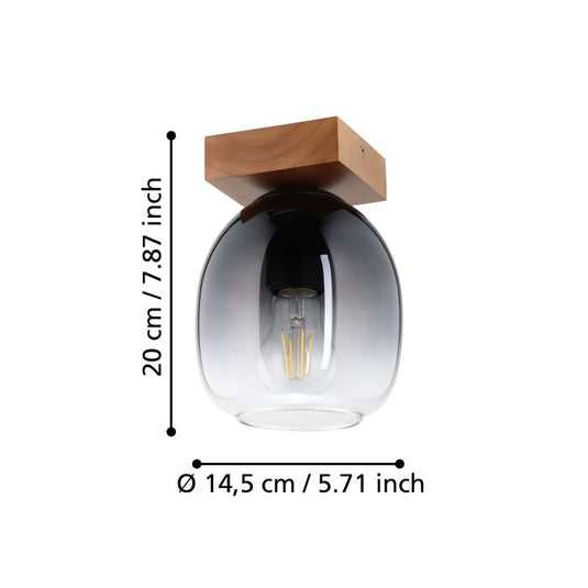 Candeeiro de teto com base em madeira e vidro gradiente FILAGO EGLO