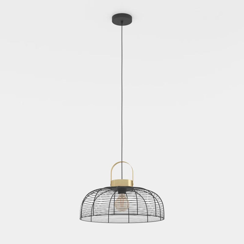 Load image into Gallery viewer, Candeeiro de Teto Suspenso ROUNDHAM em Aço Preto e Latão, E27
