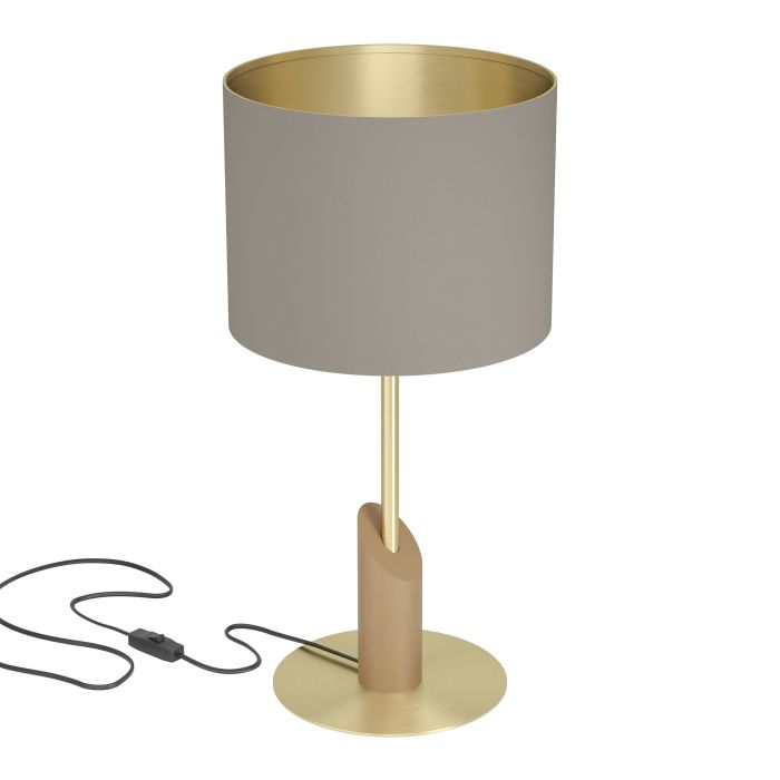 Load image into Gallery viewer, Candeeiro de Mesa com Abajur Cilíndrico Cappuccino SANTANDRIA EGLO
