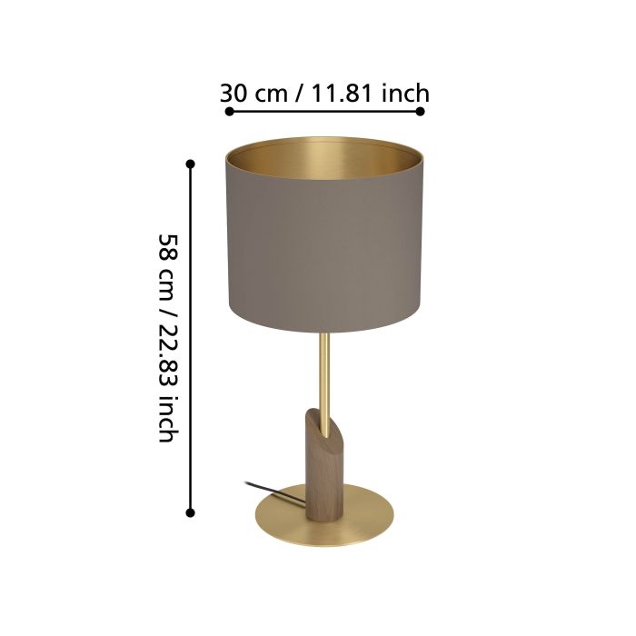 Load image into Gallery viewer, Candeeiro de Mesa com Abajur Cilíndrico Cappuccino SANTANDRIA EGLO
