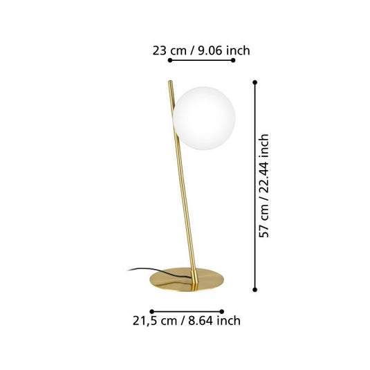 Candeeiro de Mesa com Disco Metálico e Esfera de Vidro Opalino RONDO 4 EGLO