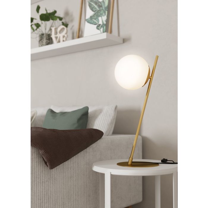 Chargez l'image dans la visionneuse de la galerie, Candeeiro de Mesa com Disco Metálico e Esfera de Vidro Opalino RONDO 4 EGLO
