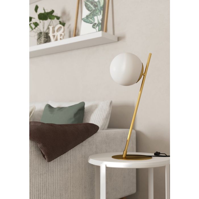 Chargez l'image dans la visionneuse de la galerie, Candeeiro de Mesa com Disco Metálico e Esfera de Vidro Opalino RONDO 4 EGLO
