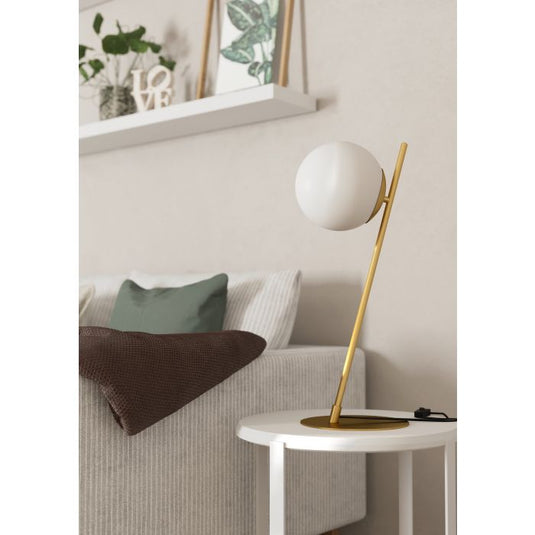 Candeeiro de Mesa com Disco Metálico e Esfera de Vidro Opalino RONDO 4 EGLO