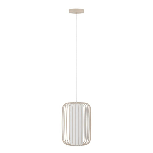 Candeeiro de teto com cúpula em fio areia e cilindro têxtil branco TERRAROSA EGLO