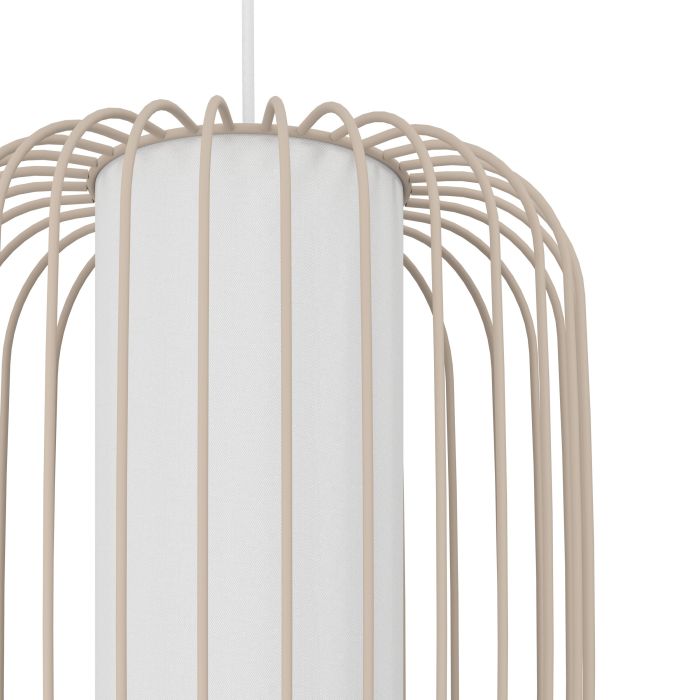 Cargue la imagen en el visor de la galería, Candeeiro de teto com cúpula em fio areia e cilindro têxtil branco TERRAROSA EGLO
