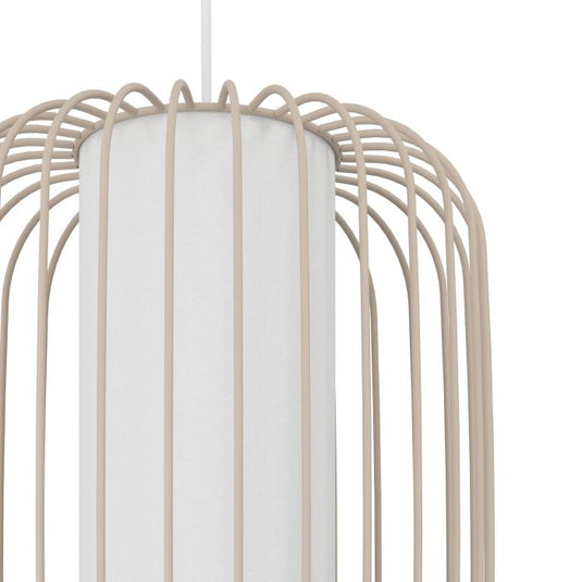 Candeeiro de teto com cúpula em fio areia e cilindro têxtil branco TERRAROSA EGLO