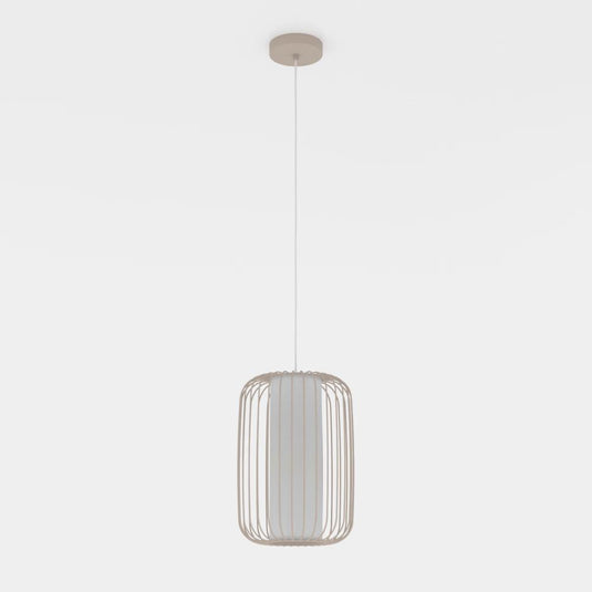 Candeeiro de teto com cúpula em fio areia e cilindro têxtil branco TERRAROSA EGLO