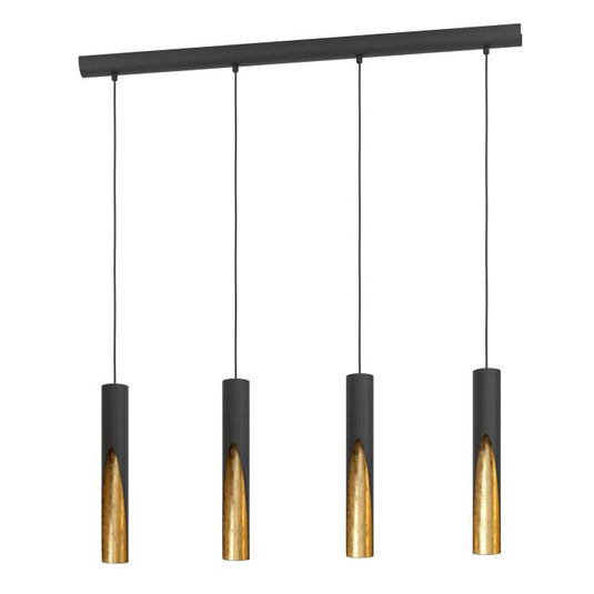 Candeeiro de Teto LED BARBOTTO em Aço Preto com Interior Dourado