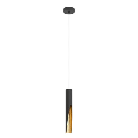 Candeeiro de teto LED tubo preto e dourado BARBOTTO EGLO