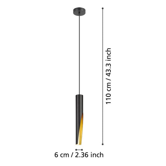 BARBOTTO Candeeiro de teto LED metálico preto e dourado elegante