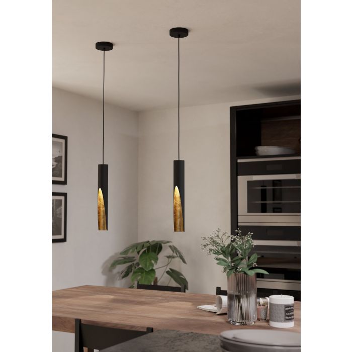 Load image into Gallery viewer, BARBOTTO Candeeiro de teto LED metálico preto e dourado elegante
