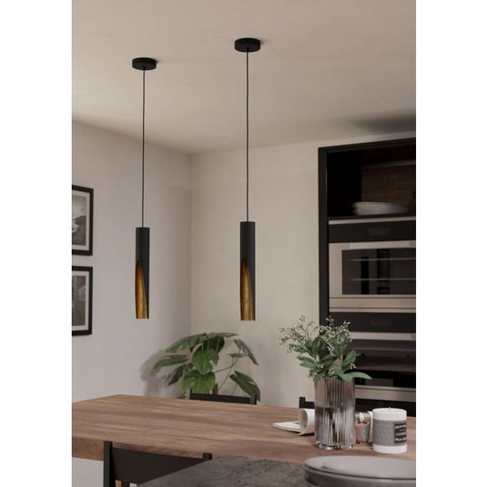 BARBOTTO Candeeiro de teto LED metálico preto e dourado elegante
