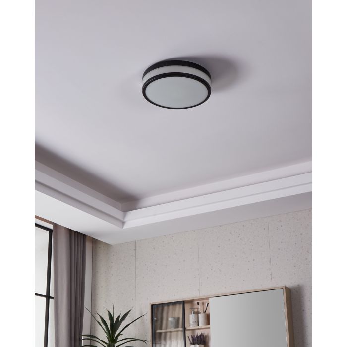 Load image into Gallery viewer, Candeeiro de Teto LED com Vidro Fosco e Anéis Metálicos PALERMO EGLO
