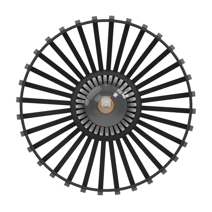 Load image into Gallery viewer, Candeeiro de teto com abajur redondo em metal preto MOGANO EGLO
