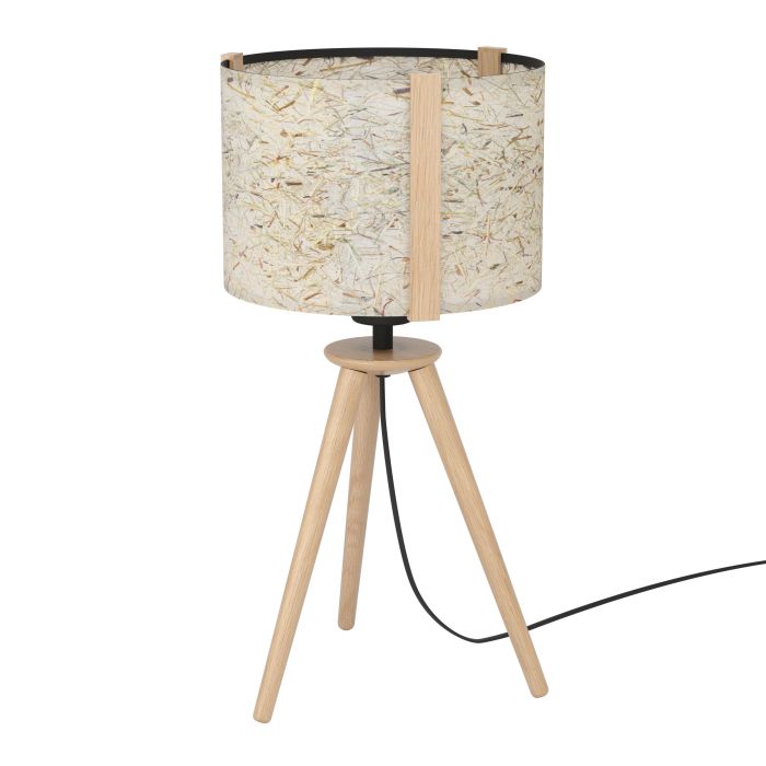 Load image into Gallery viewer, Candeeiro de Mesa com Base de Madeira e Abat-jour Branco HONTONGAS EGLO
