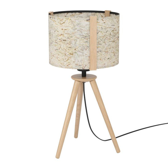 Candeeiro de Mesa com Base de Madeira e Abat-jour Branco HONTONGAS EGLO