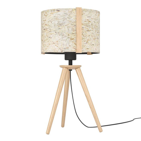 Candeeiro de Mesa com Base de Madeira e Abat-jour Branco HONTONGAS EGLO