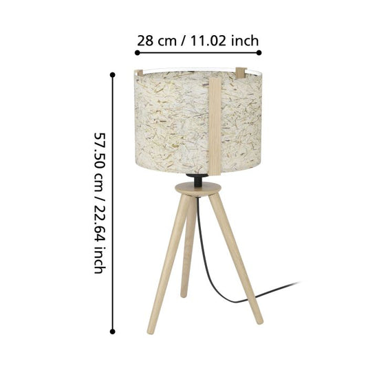 Candeeiro de Mesa com Base de Madeira e Abat-jour Branco HONTONGAS EGLO