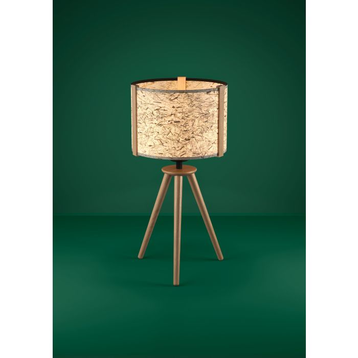 Load image into Gallery viewer, Candeeiro de Mesa com Base de Madeira e Abat-jour Branco HONTONGAS EGLO
