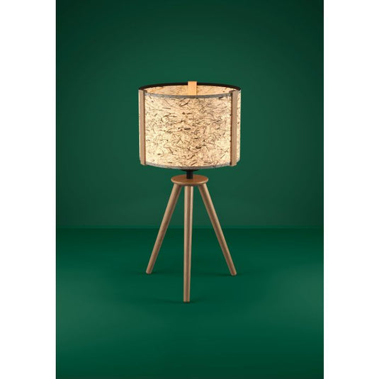Candeeiro de Mesa com Base de Madeira e Abat-jour Branco HONTONGAS EGLO