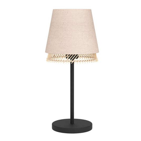 Candeeiro de mesa com abajures em linho e bambu TABLEY EGLO