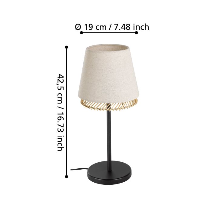Load image into Gallery viewer, Candeeiro de mesa com abajures em linho e bambu TABLEY EGLO
