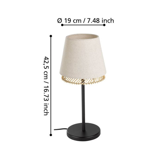 Candeeiro de mesa com abajures em linho e bambu TABLEY EGLO