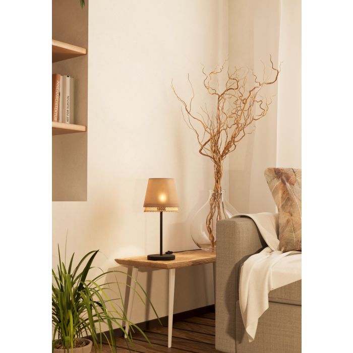 Load image into Gallery viewer, Candeeiro de mesa com abajures em linho e bambu TABLEY EGLO
