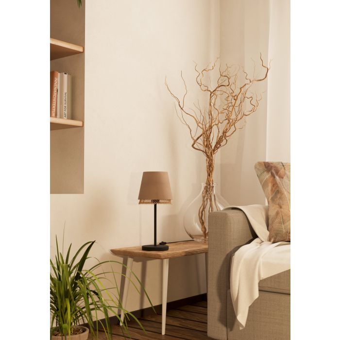 Load image into Gallery viewer, Candeeiro de mesa com abajures em linho e bambu TABLEY EGLO
