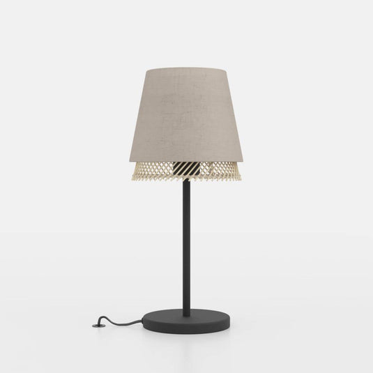 Candeeiro de mesa com abajures em linho e bambu TABLEY EGLO