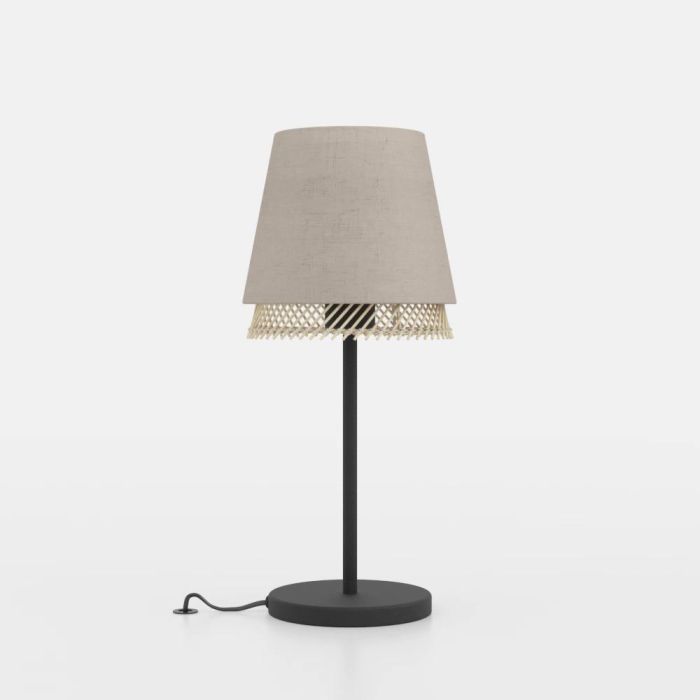 Load image into Gallery viewer, Candeeiro de mesa com abajures em linho e bambu TABLEY EGLO

