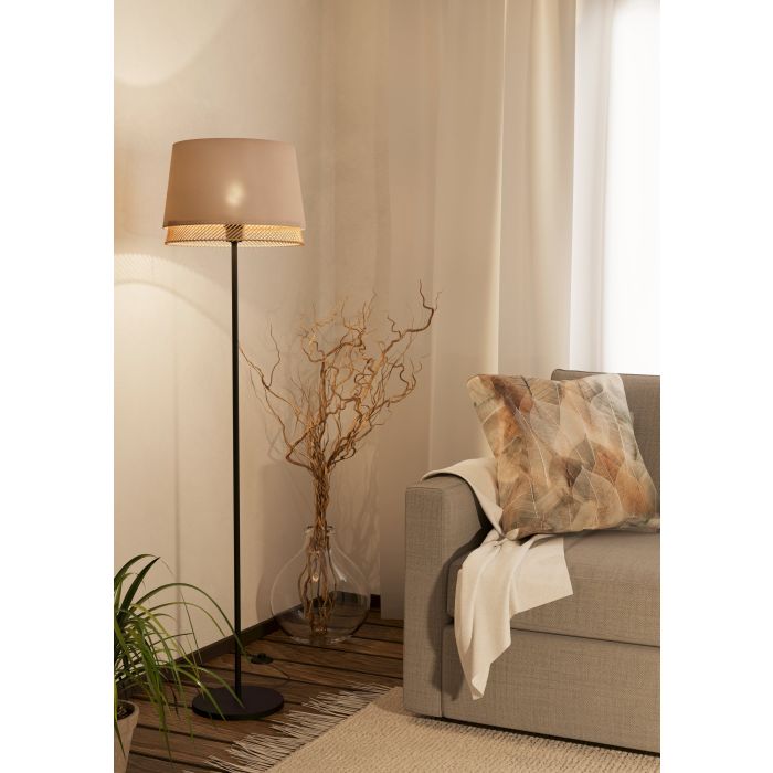 Load image into Gallery viewer, Candeeiro de pé com Abajures em Linho e Bambu TABLEY EGLO
