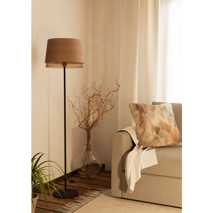Load image into Gallery viewer, Candeeiro de pé com Abajures em Linho e Bambu TABLEY EGLO
