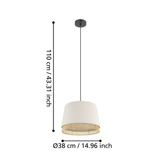 Candeeiro de teto com abajures em linho e bambu TABLEY EGLO