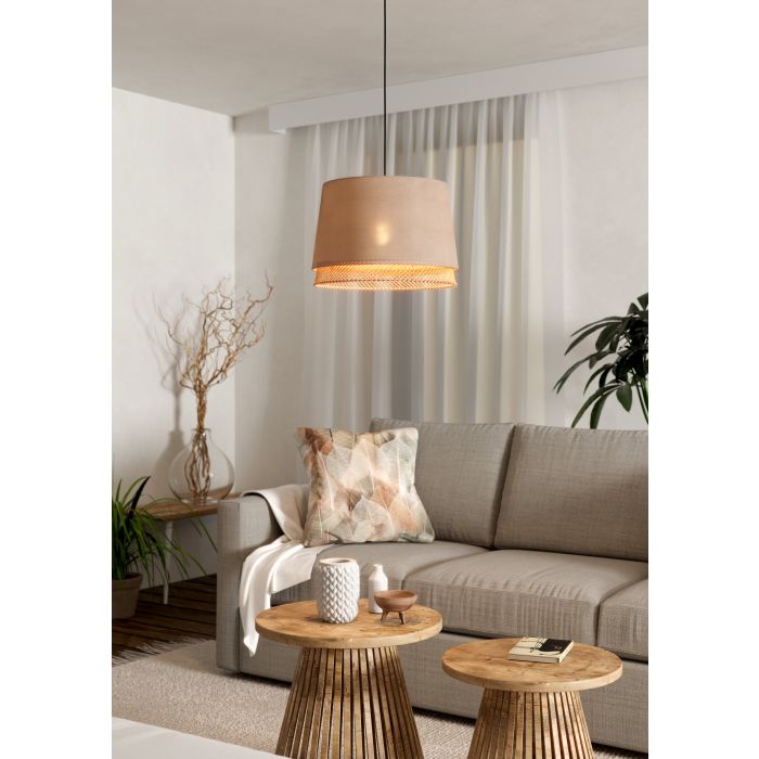 Load image into Gallery viewer, Candeeiro de teto com abajures em linho e bambu TABLEY EGLO

