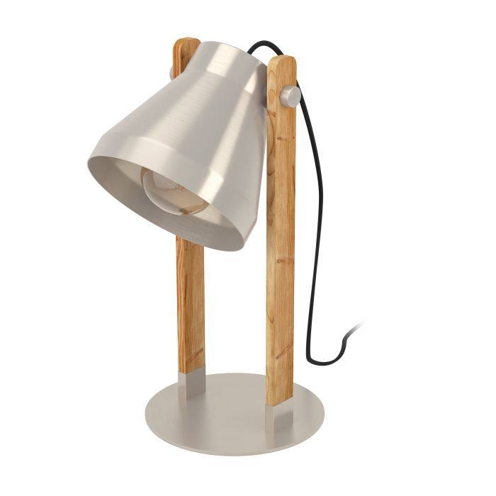 Load image into Gallery viewer, Candeeiro de Mesa com Base em Madeira Rústica e Aço CAWTON EGLO
