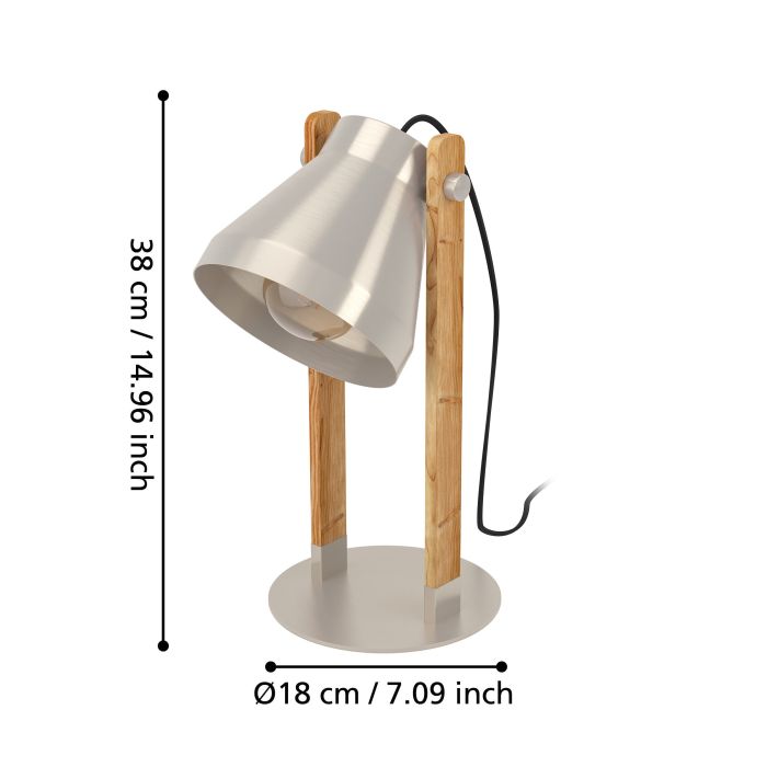 Load image into Gallery viewer, Candeeiro de Mesa com Base em Madeira Rústica e Aço CAWTON EGLO
